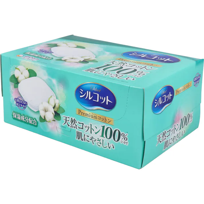 【10点まとめ買い】シルコット プレミアムコットン 66枚入 × 10点 コットンスキンケアで潤う! 毛羽立たない封入タイプ。 【送料込み】