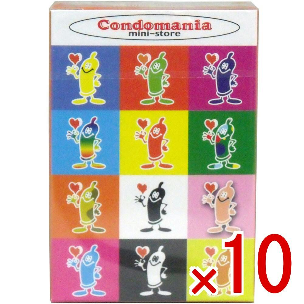 【10点まとめ買い】コンドマニア・ミニストア コンドーム 6個入 × 10点　コンドマニアとジャパンメディカルの共同開発商品です！ パッケージには「Condomania」のかわいいオリジナルキャラクターが勢揃い！ 【送料込み】