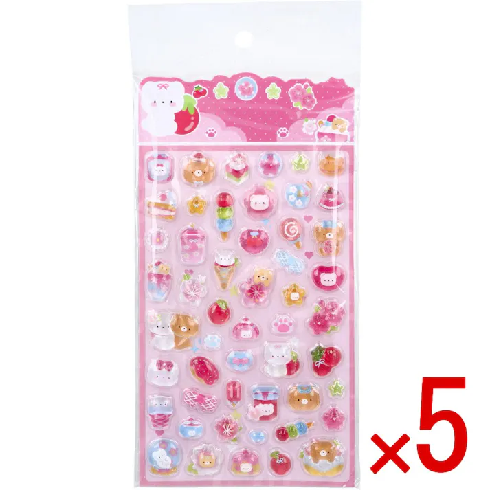 【5点まとめ買い】ぷくちゅるシール2 スイーツアニマル ベリー 1枚入 × 5点 ぷくちゅるシール。 対象年齢:6歳以上。 【送料込み】