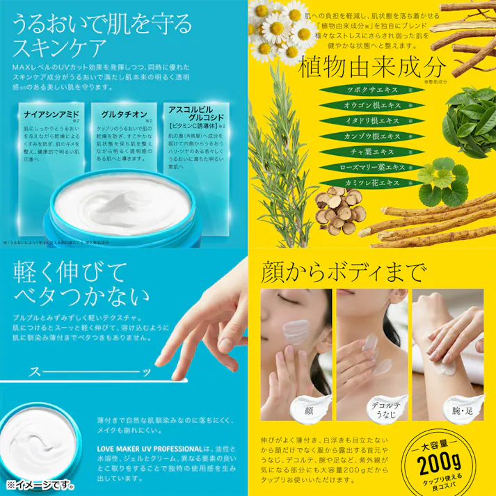 【10点まとめ買い】LOVE MAKER UV PROFESSIONAL UVジェルクリーム 顔・ボディ用 SPF50+ PA++++ 200g × 10点 スキンケア&UV対策。 大容量200g。 【送料込み】