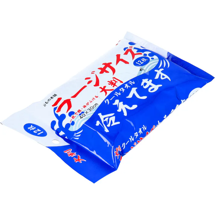 【5点まとめ買い】大判 クールタオル ラージサイズ冷えてます 40×30cm 12枚入 × 5点 一枚で顔・体がふける厚手大型シート! 汗・ベタつきをしっかりふきとる! 【送料込み】
