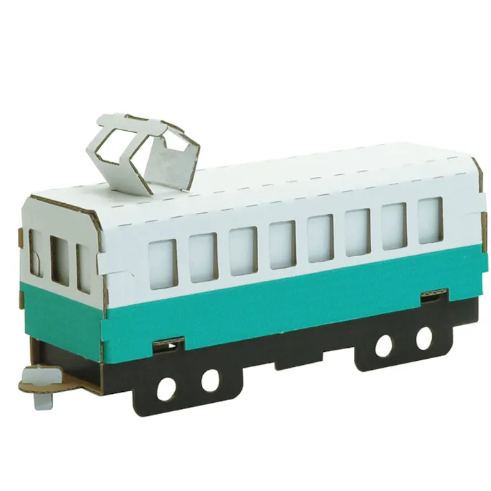 【10点まとめ買い】hacomo 乗り物シリーズ 電車(緑) ダンボール工作キット × 10点 のりもハサミも不要!ダンボール素材から出来た工作キット(hacomo)の乗り物シリーズ。 工具のいらない段ボール工作キット。 【送料込み】