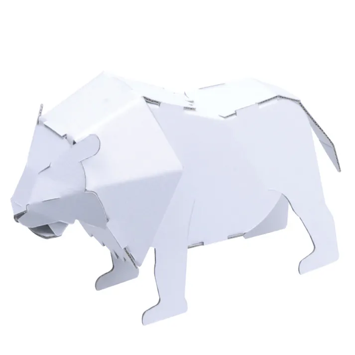 【5点まとめ買い】hacomo kids 動物シリーズ ライオン ダンボール工作キット × 5点 のりもハサミも不要!ダンボール素材から出来た工作キット(hacomo)の動物シリーズ。 工具のいらない段ボール工作キット。 【送料込み】