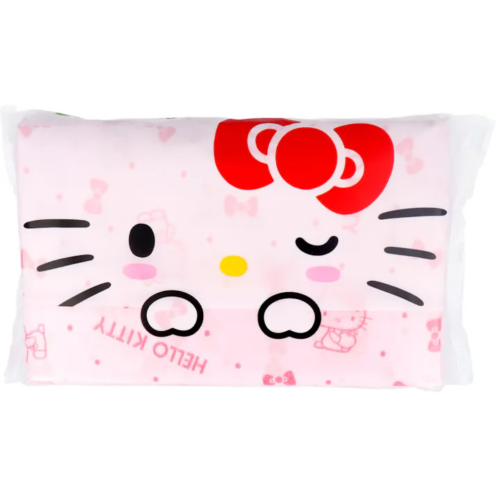【20点まとめ買い】ハローキティ キュートピンク 袋入ティシュ 200枚(100組) × 20点 ふっくら柔らかな肌ざわり♪ 厳選した天然パルプだけを100%使用し、ふっくら柔らかな肌ざわりに仕上げました。 【送料込み】