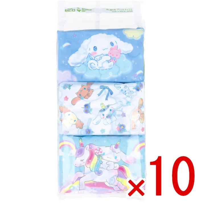【10点まとめ買い】シナモロール 水に流せるプリントティシュ 16枚(8組)×6個入 × 10点 水に流せるティシュ。 「シナモロール」のキャラクタープリント入、6パックティシュです。 【送料込み】