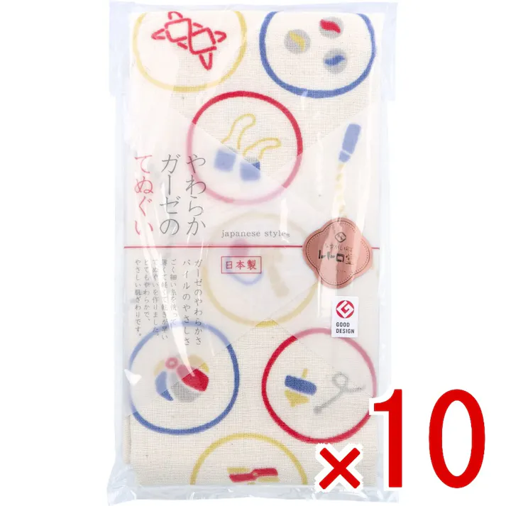 【10点まとめ買い】なつかし横丁 レトロ堂 ジャパニーズスタイル やわらかガーゼのてぬぐい あそび 1枚入 × 10点 ガーゼのやわらかさ、パイルのやさしさ。 ごく細い糸を使って、薄くて軽くて乾きが早いてぬぐいを作りました。 【送料込み】