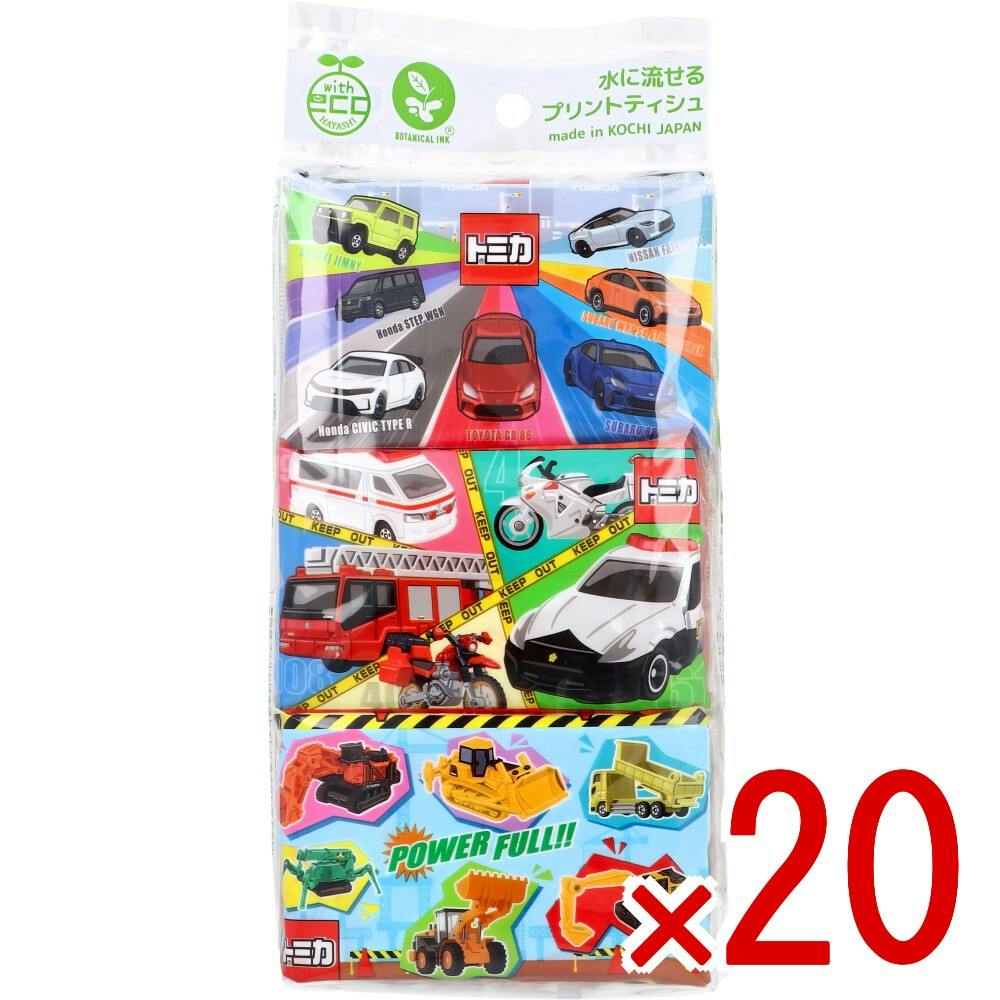 20点まとめ買い】トミカ 水に流せるプリントティシュ 16枚(8組)×6個入
