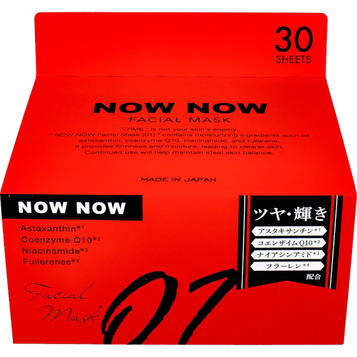 【10点まとめ買い】NOWNOW FACIAL MASK ナウナウフェイスマスク 01 レッド 30枚入 × 10点 ツヤ・輝き 暗く曇りがちな肌に。 【送料込み】