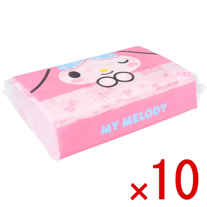 【10点まとめ買い】マイメロディ キュートピンク 袋入ティシュ 200枚(100組) × 10点 ふっくら柔らかな肌ざわり♪ 厳選した天然パルプだけを100%使用し、ふっくら柔らかな肌ざわりに仕上げました。 【送料込み】