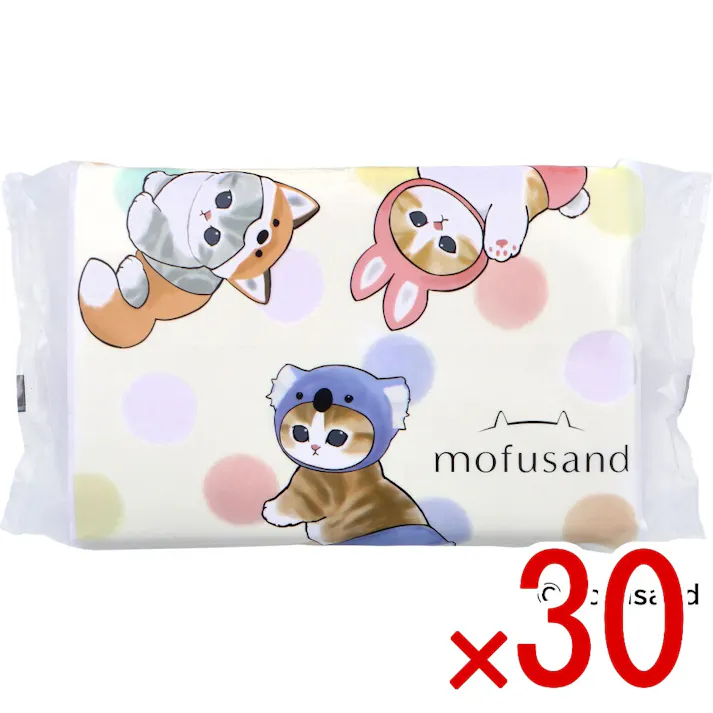 【30点まとめ買い】mofusand(モフサンド) ソフトパックティシュ 200枚入(100組) × 30点 厳選した天然パルプだけを100%使用し、ふっくら柔らかな肌ざわりに仕上げました。 【送料込み】