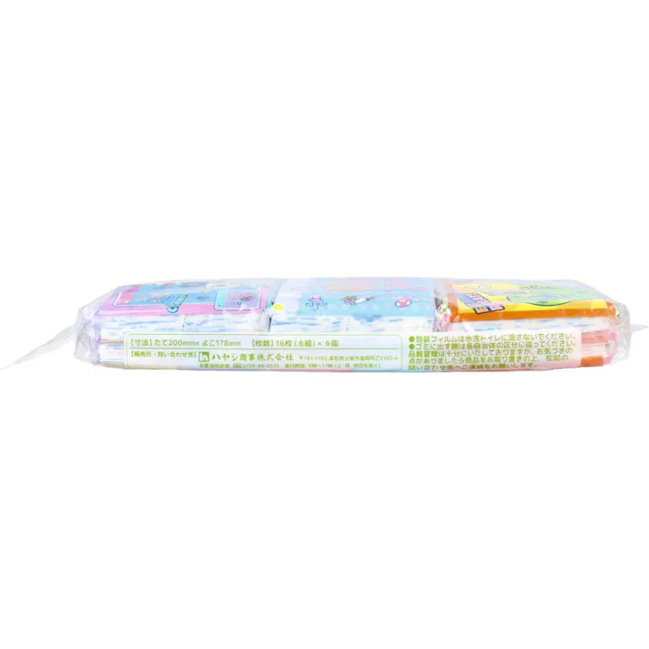 【20点まとめ買い】たまごっち 水に流せるプリントティシュ 16枚(8組)×6個入 × 20点 水に流せるティシュ。 このパッケージはフィルムの厚みを薄くすることにより、廃棄プラスチック量を削減しています。 【送料込み】