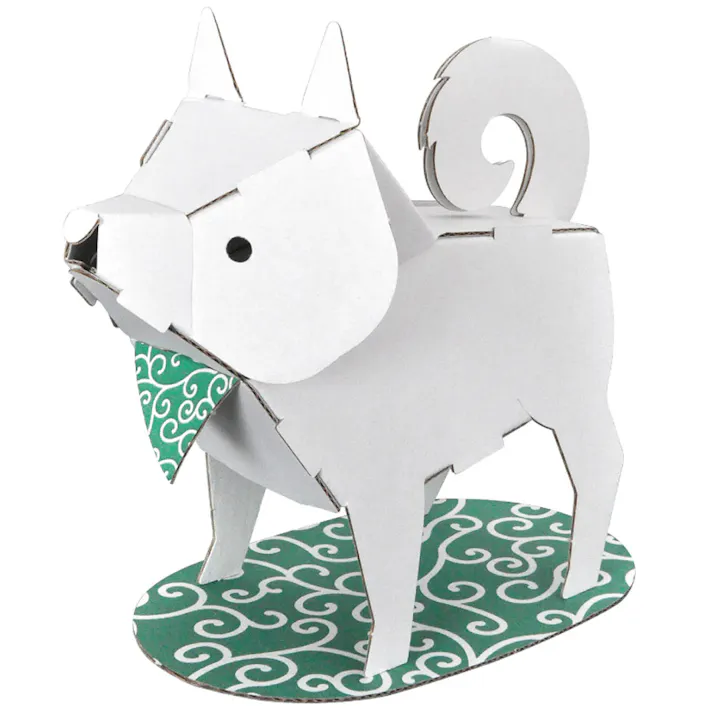 【5点まとめ買い】hacomo kids 動物シリーズ しばいぬ ダンボール工作キット × 5点 のりもハサミも不要!ダンボール素材から出来た工作キット(hacomo)の動物シリーズ。 工具のいらない段ボール工作キット。 【送料込み】