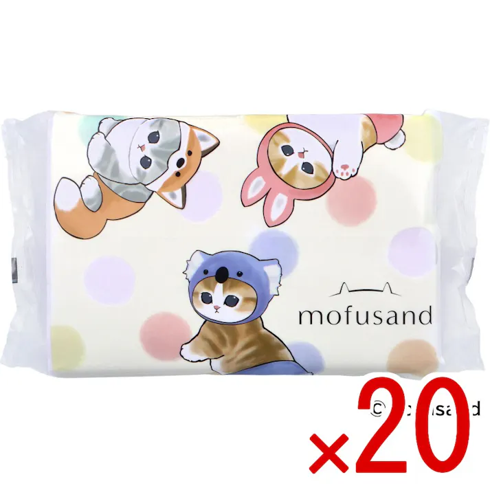 【20点まとめ買い】mofusand(モフサンド) ソフトパックティシュ 200枚入(100組) × 20点 厳選した天然パルプだけを100%使用し、ふっくら柔らかな肌ざわりに仕上げました。 【送料込み】