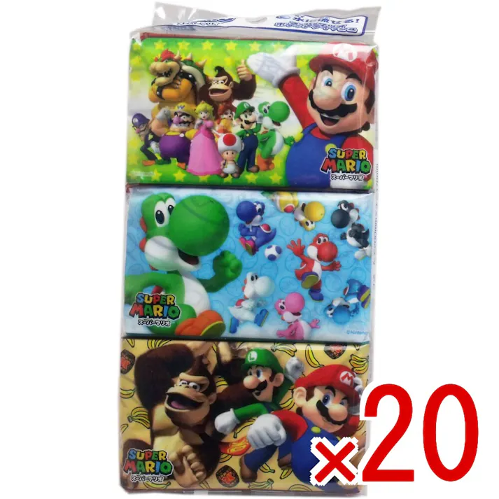【20点まとめ買い】スーパーマリオ 水に流せるポケットティシュ 6パック入 × 20点 水に流せるポケットティシュ! お子様の大好きな「スーパーマリオ」のキャラクタープリント入6パックティシュです。 【送料込み】