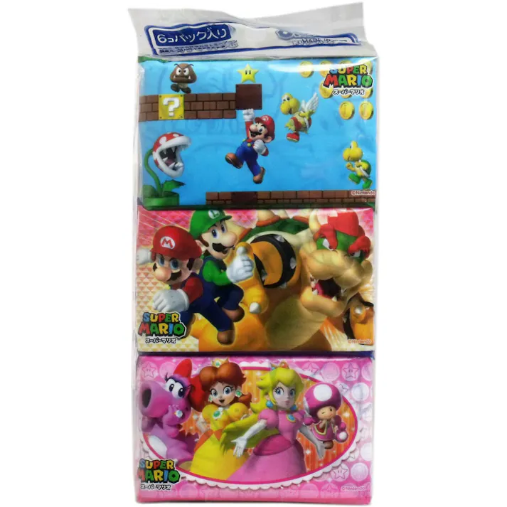 【20点まとめ買い】スーパーマリオ 水に流せるポケットティシュ 6パック入 × 20点 水に流せるポケットティシュ! お子様の大好きな「スーパーマリオ」のキャラクタープリント入6パックティシュです。 【送料込み】
