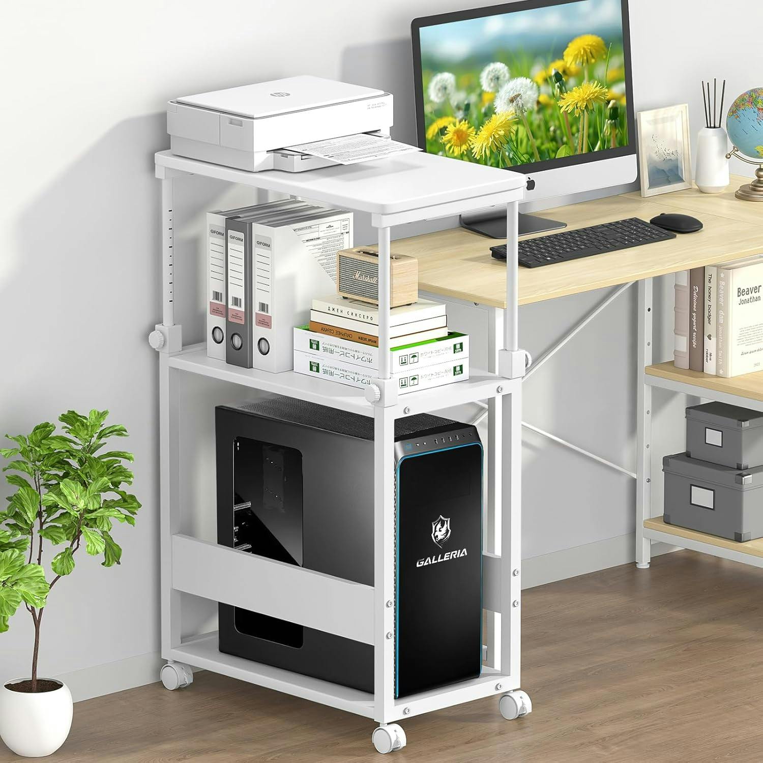 パソコンワゴン pcラック 昇降式 幅35×奥行60×高さ67～95cm パソコンワゴン pcラック 昇降式 幅35×奥行60×高さ67～95cm cpuワゴン