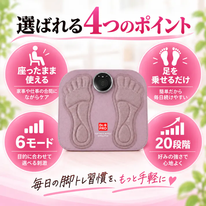 【Dr.PRO EMSフットパッド】 ちあふる EMSフットマット 足裏 ふくらはぎ トレーニング エクササイズ ながら運動 6モード 9段階 20分オートオフ JAN:4571414700733