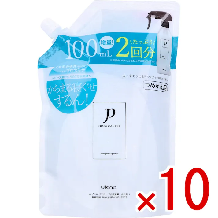 【10点まとめ買い】プロカリテ まっすぐうるおい水(ミルクイン) くせ毛用寝ぐせ直し 詰替用 500mL × 10点 からまる寝ぐせするん! 絡まりやすい寝グセも、スルンとほどける! 【送料込み】