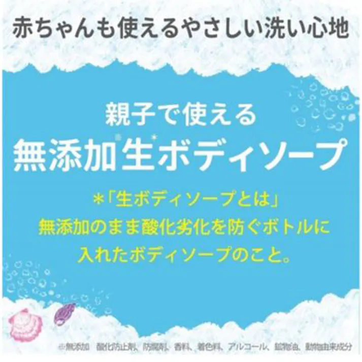 【2点まとめ買い】無添加生ボディソープ 460mL × 2点 親子で使える無添加生ボディソープ。 酸化劣化を防ぐボトルでフレッシュ長持ち。 【送料込み】