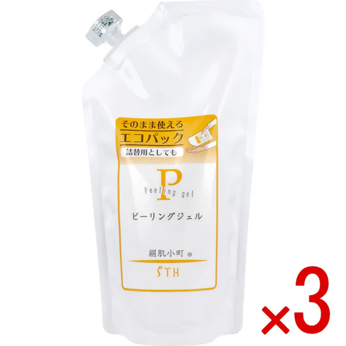 【3点まとめ買い】絹肌小町 ピーリングジェル 詰替用 300mL × 3点 角栓や毛穴の黒ずみ、メラニンなどを含む古い角質を取り除く、しっとり透明で明るい素肌へ。 肌の表面の角質を洗い流して、やさしくピーリング。汚れが落ち、すっきりします。 【送料込み】