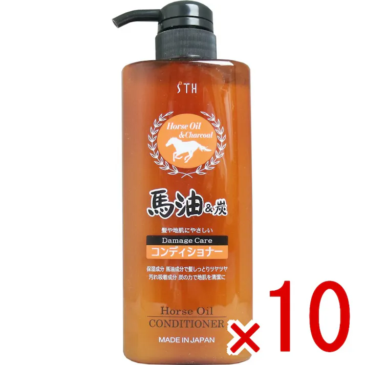 【10点まとめ買い】馬油&炭コンディショナー 600mL × 10点 髪や地肌にやさしいダメージケア!馬油と炭のWパワーで綺麗な頭皮としっとりまとまる髪へ。 保湿成分 馬油成分で髪しっとりツヤツヤ!汚れ吸着成分 炭の力で地肌を清潔に! 【送料込み】