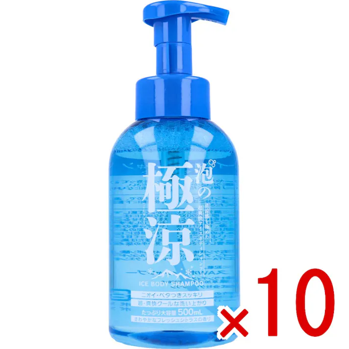 【10点まとめ買い】泡の極涼 アイスボディシャンプー 500mL × 10点 ニオイ・べたつきスッキリ! 清涼感を極めた超爽快アイスボディシャンプー。 【送料込み】