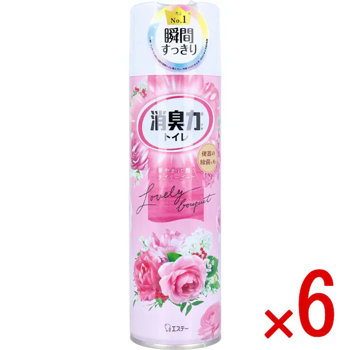 【6点まとめ買い】トイレの消臭力スプレー ラブリーブーケ 365mL × 6点 瞬間すっきり! 華やかなフローラルにアップル、ピーチ、チェリーを加えた、可愛らしい香りです。 【送料込み】