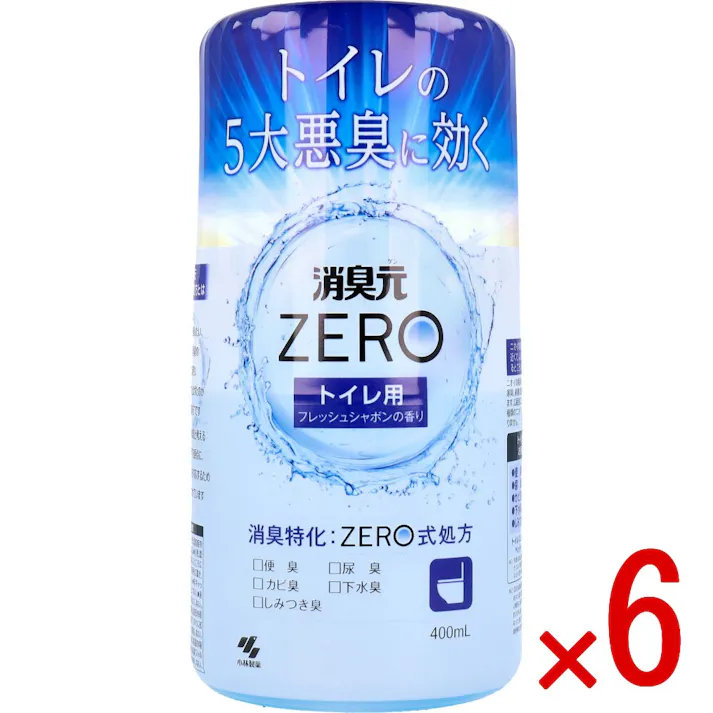 【6点まとめ買い】消臭元 ZERO(ゼロ) トイレ用 フレッシュシャボンの香り 400mL × 6点 トイレの悪臭に効く! 消臭特化:ZERO式処方。 【送料込み】