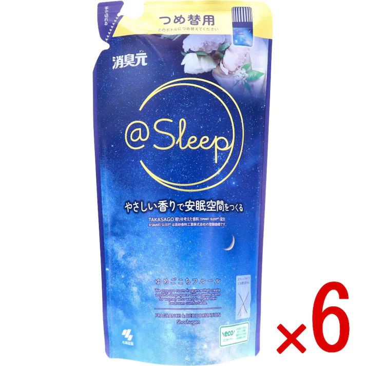 【6点まとめ買い】消臭元 @Sleep ゆめごこちフルール 寝室用 詰替用 400mL × 6点 やさしい香りで安眠空間をつくる。 眠りを考えた香料配合。 【送料込み】