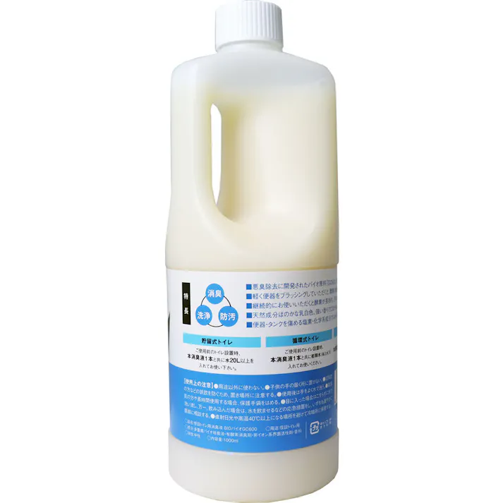 【2点まとめ買い】仮設トイレ用消臭液 バイオジーシー600 1000mL × 2点 バイオの力でニオイを元から分解消臭! 悪臭除去に開発されたバイオ原料「GC600」が強力消臭します。 【送料込み】
