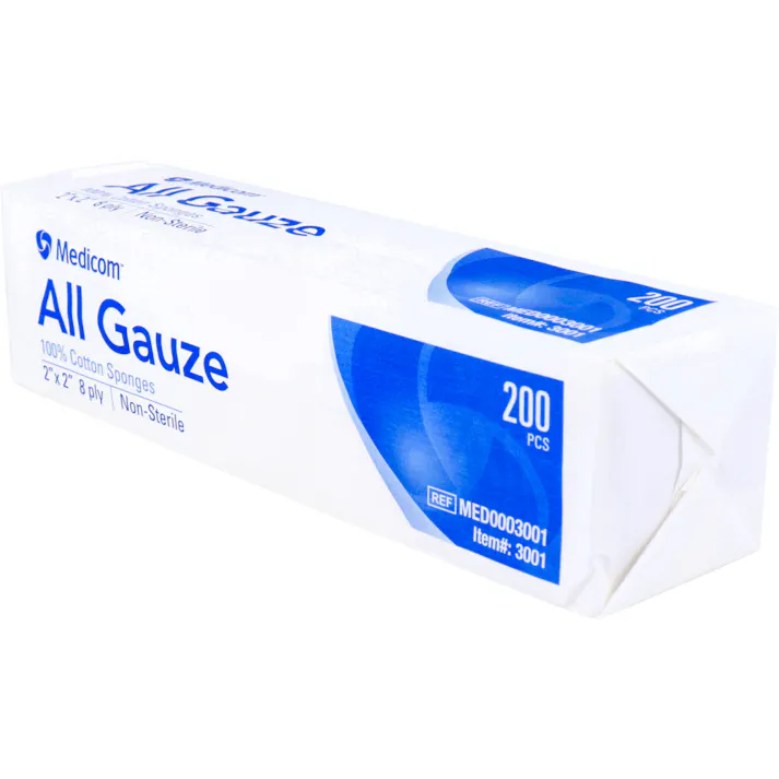 【6点まとめ買い】メディコム オールガーゼ 8折 5×5cm 200枚入 × 6点 綿100%の定番ガーゼ 綿100%で、柔らかく吸水性に優れるガーゼです。 【送料込み】