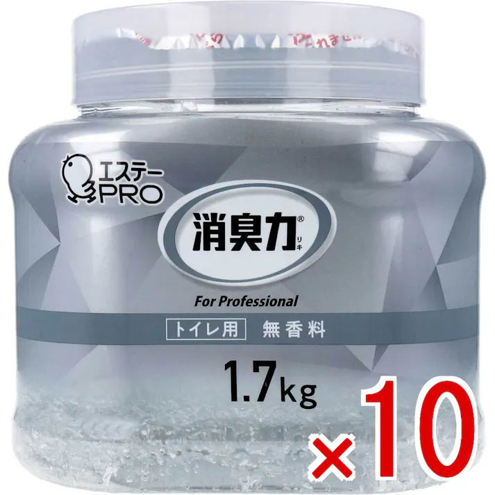 【10点まとめ買い】消臭力 業務用 クラッシュゲルタイプ トイレ用 本体 無香料 1.7kg × 10点 トイレ特有の悪臭に効果の高い消臭成分配合です。 細かいクラッシュゲルが、悪臭をすばやくキャッチ。気になるニオイを強力に消臭する業務用消臭剤です。 【送料込み】