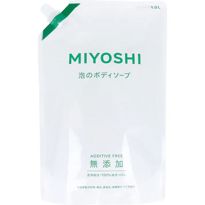 無添加せっけん 泡のボディソープ スパウト 1.0L × 1点 洗浄成分は100%純せっけん! お肌にやさしい洗い心地。 【送料込み】