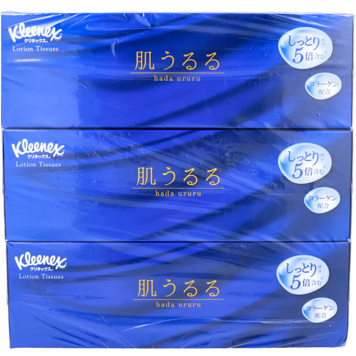 【3点まとめ買い】日本製紙クレシア クリネックスティシュー ローション肌うるる 408枚(204組)×3箱パック × 3点 植物生まれのしっとり保湿ティシュー。 鼻をかんでも赤くなりにくい、しっとりなめらかな使いごこち。 【送料込み】