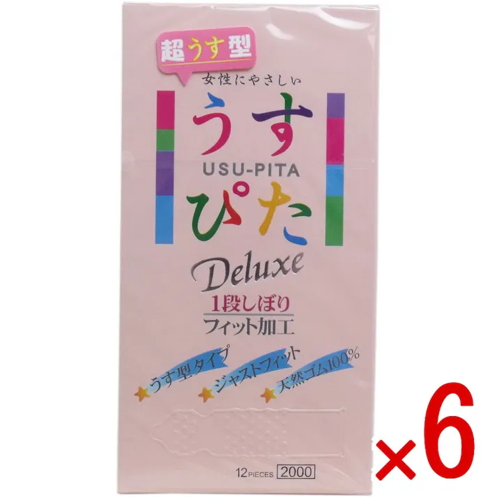 【6点まとめ買い】うすぴた コンドーム デラックス ワンデーウェーブ 12個入 × 6点 超うす型! 女性にやさしい「うすぴた」です! 【送料込み】