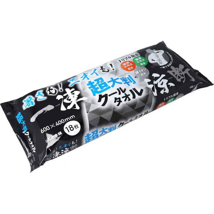 【2点まとめ買い】超大判クールタオル 暑さもニオイも一凍涼断 18枚入 × 2点 一枚で全身がしっかり拭ける! 汗・ベタつきをしっかりふきとる!1枚で全身ふける厚手大型シート! 【送料込み】