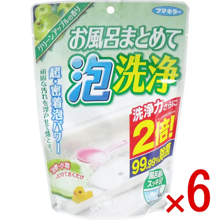 【6点まとめ買い】フマキラー お風呂まとめて泡洗浄 グリーンアップルの香り 230g × 6点 洗浄力さらに2倍!99.99%除菌! 超密着泡パワー!頑固な汚れを浮かせて落とす! 【送料込み】