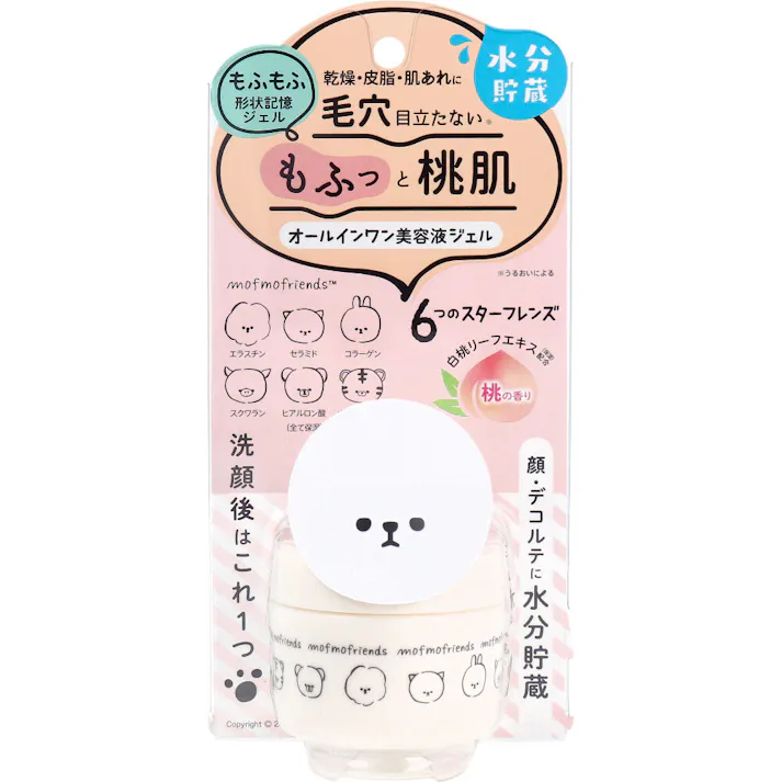 【10点まとめ買い】モフモフレンズ オールインワン美容液ジェル 桃の香り 50g × 10点 顔・デコルテに水分貯蔵。 目立ち毛穴・乾燥・皮脂対策のオールインワンジェル。 【送料込み】