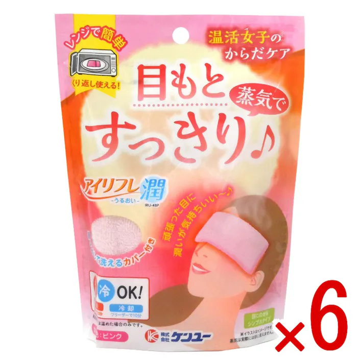 【6点まとめ買い】アイリフレ潤 ピンク IRU-48P × 6点 蒸気で目もとすっきり! 頑張った目に潤いが気持ちいい♪ 【送料込み】