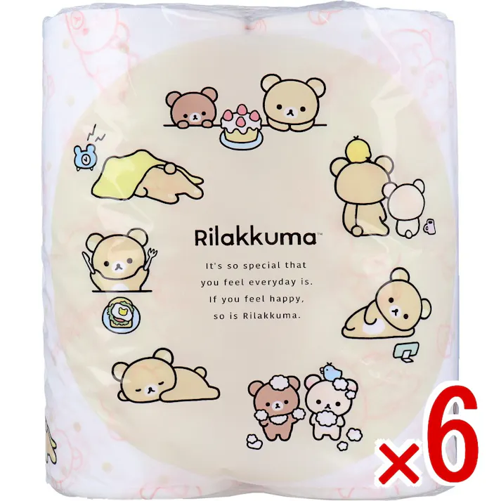 【6点まとめ買い】リラックマ トイレットペーパー 33mダブル×4ロール入 × 6点 トイレトレーニングにも! 小さなお子様も楽しくトイレトレーニングして頂けます。 【送料込み】