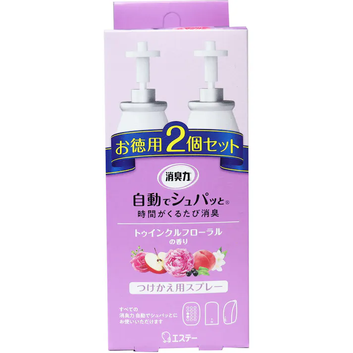 消臭力 自動でシュパッと つけかえ用スプレー トゥインクルフローラル お徳用2個セット × 1点 いつでもフレッシュな空間つづく♪ 時間が来るたび、『シュパッと』消臭!いつでもフレッシュな空間がつづきます。 【送料込み】