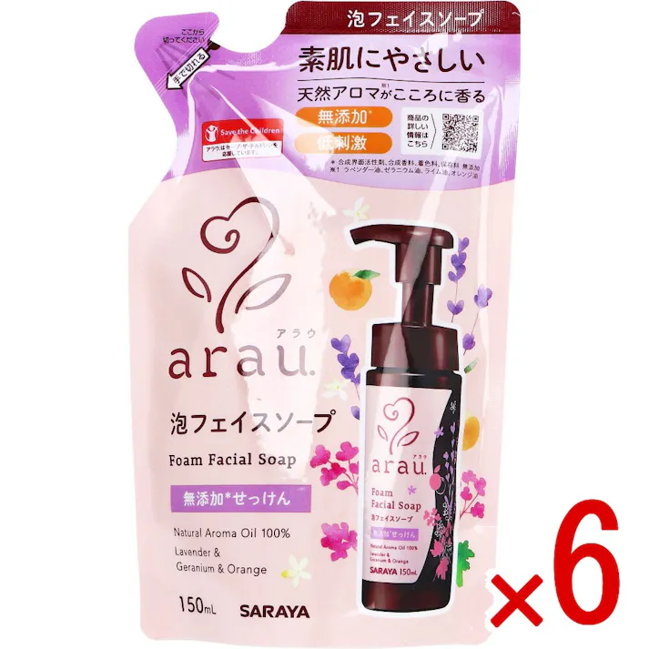 【6点まとめ買い】arau.(アラウ) 泡フェイスソープ 詰替用 150mL × 6点 無添加・低刺激処方。 素肌にやさしい。 【送料込み】