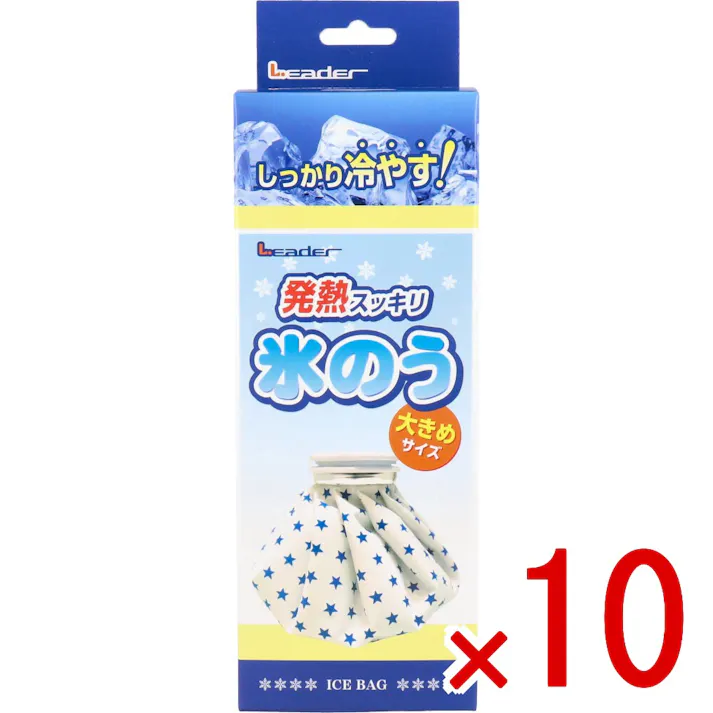 【10点まとめ買い】リーダー 発熱スッキリ 氷のう 大きめサイズ 1個入 × 10点 しっかり冷やす! 急な発熱に! 【送料込み】
