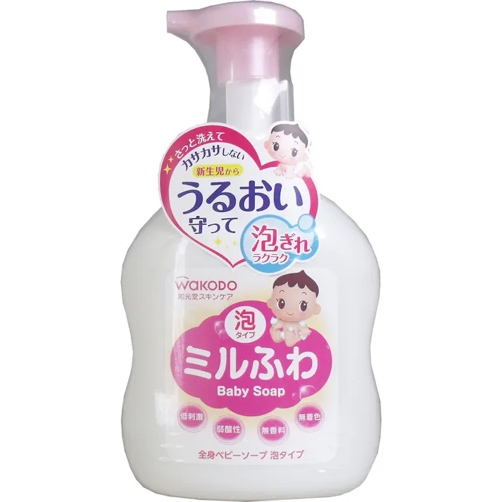 和光堂 ミルふわ 全身ベビーソープ 泡タイプ 本体 450mL × 1点 赤ちゃんの肌を考えたやさしいスキンケア♪ 水と油のバランスにこだわったうるおいケア! 【送料込み】