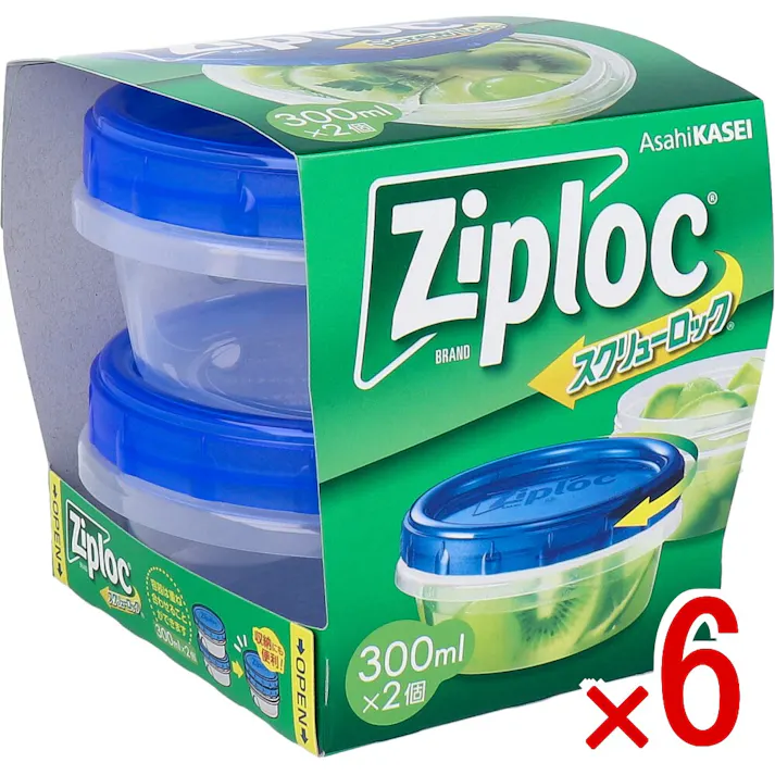 【6点まとめ買い】ジップロック スクリューロック 300mL 2個入 × 6点 クルッと簡単しっかり密閉。 フタがスクリュー式だから、開け閉めラクラク。 【送料込み】