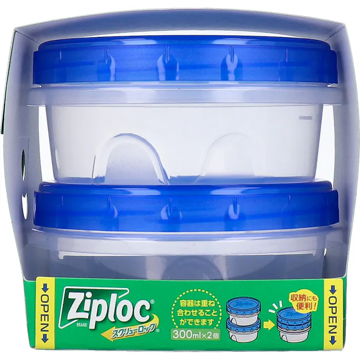【6点まとめ買い】ジップロック スクリューロック 300mL 2個入 × 6点 クルッと簡単しっかり密閉。 フタがスクリュー式だから、開け閉めラクラク。 【送料込み】