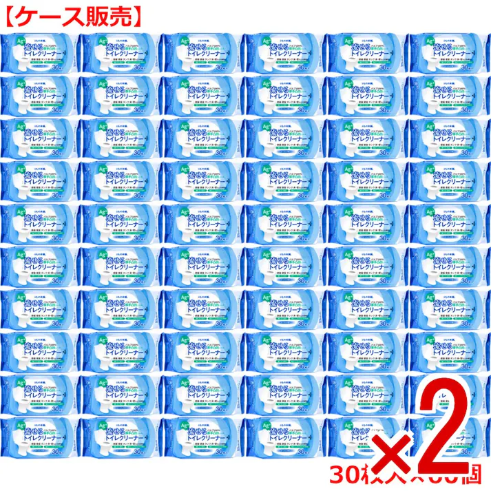 【2点まとめ買い】流せるトイレクリーナー せっけんの香り 30枚入×60個【ケース販売】 × 2点 パルプ100% 厚手凸凹シート。 便器、便座、タンク、床・壁などの掃除に。 【送料込み】