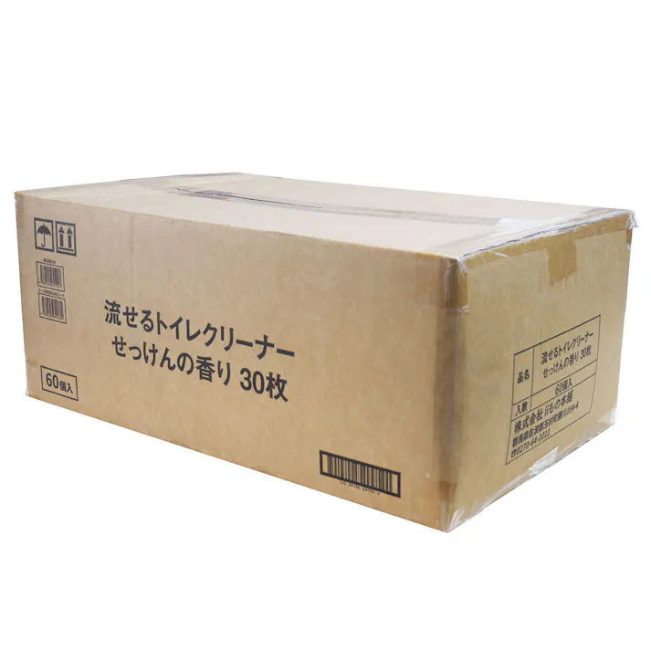 【2点まとめ買い】流せるトイレクリーナー せっけんの香り 30枚入×60個【ケース販売】 × 2点 パルプ100% 厚手凸凹シート。 便器、便座、タンク、床・壁などの掃除に。 【送料込み】