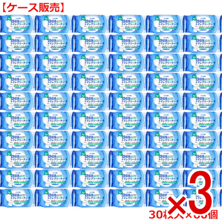 【3点まとめ買い】流せるトイレクリーナー せっけんの香り 30枚入×60個【ケース販売】 × 3点 パルプ100% 厚手凸凹シート。 便器、便座、タンク、床・壁などの掃除に。 【送料込み】
