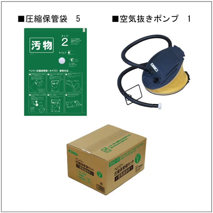 【3点まとめ買い】ベンリー圧縮保管袋セット 空気抜き付 タイプ2 5MX2-6P 1セット × 3点 災害時のごみ問題、ベンリー圧縮保管袋で解決! 非常時、災害時に、簡易トイレで処理した汚物袋を圧縮・密封保管する袋です。 【送料込み】